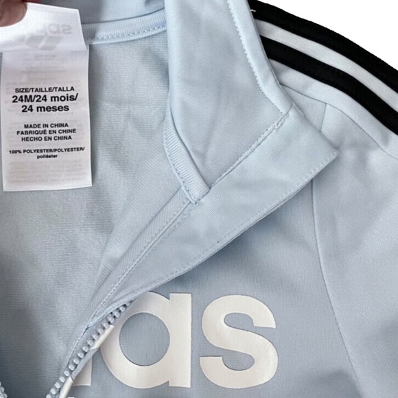 adidas Baby-Boys Zip Front Tricot Jacket , Light Blue/Black Size 24 Months - Picture 5 of 9